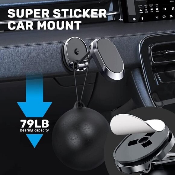 360° Rotation Magnetic Phone Holder Foldable Car Mount Stand Dashboard Universal - Picture 2 of 8
